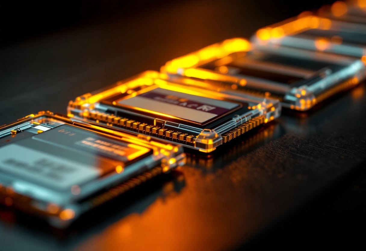 Fundas de tarjetas de memoria alineadas en luz cálida. Lo que se lleva grabado.